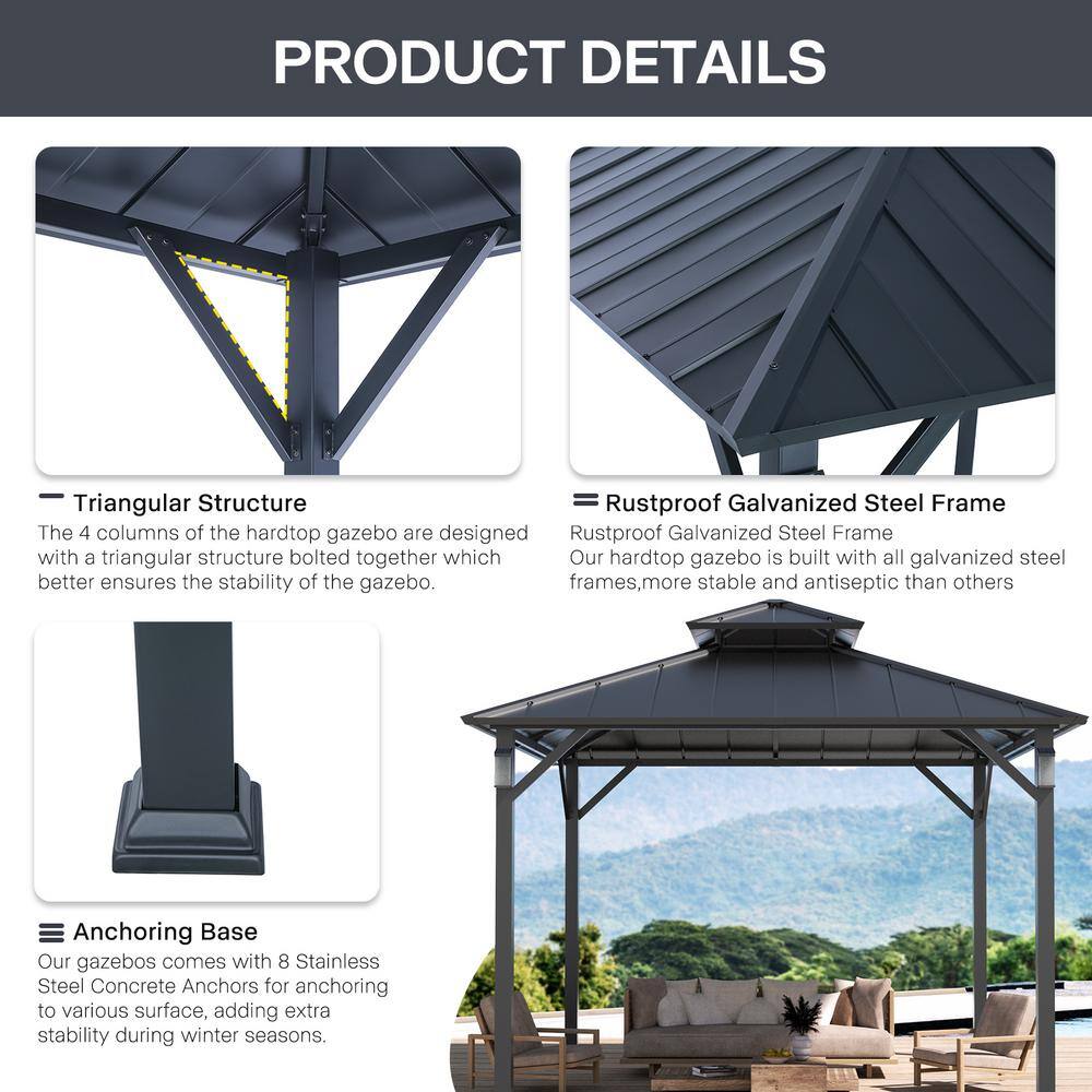 Outdoor 10' x 10' Metal Gazebo with LED Lighting