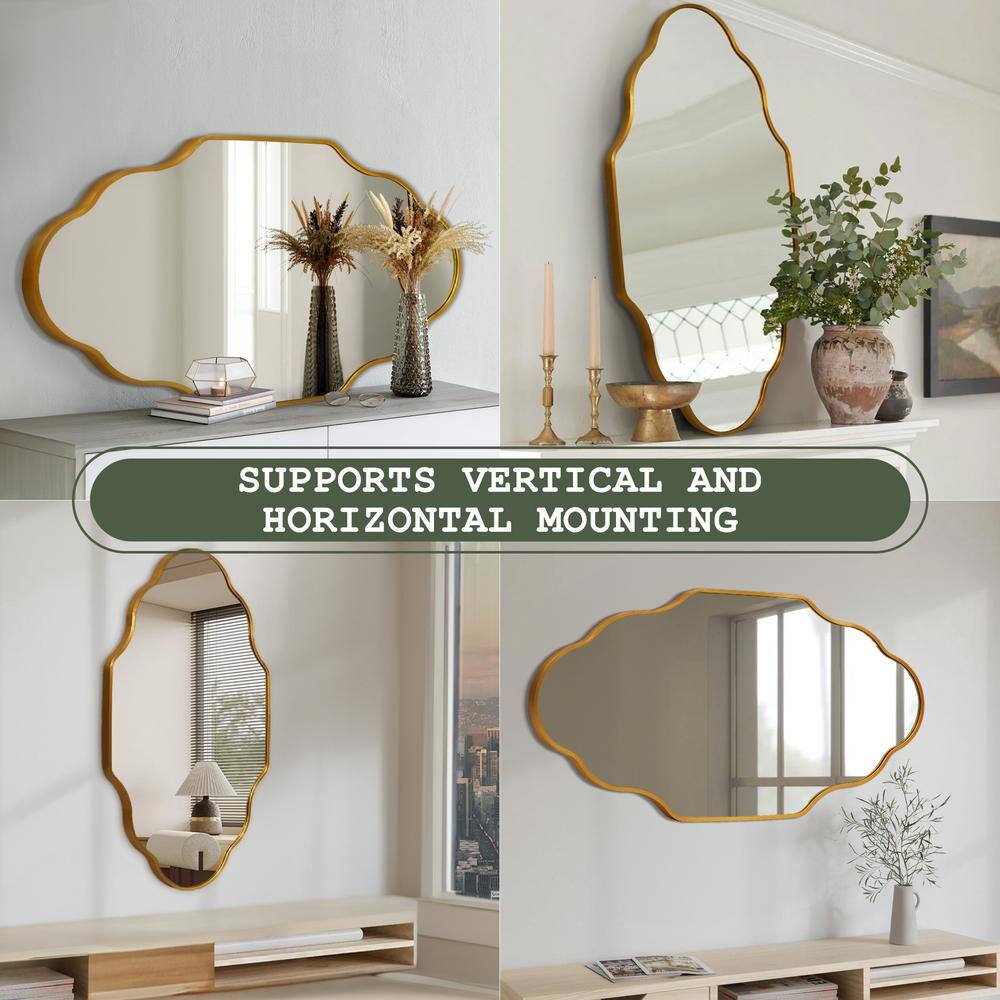 Gold Scalloped Oval Wall Mirror with Aluminum Frame
