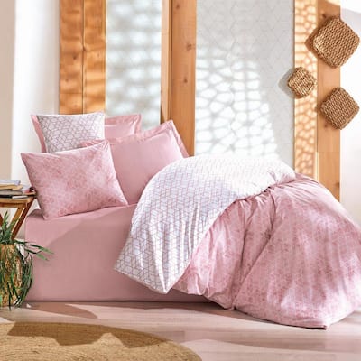 Peach Girl Duvet Cover Set : Pink, Queen Size Duvet Cover, 1 Duvet Cover, 1 Fitted Sheet and 2 Pillowcases, Iron Safe
