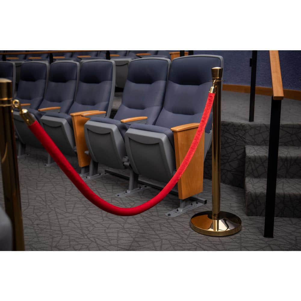 US Weight 6' Red Velvet Rope with Brass Ends for Crowd Control