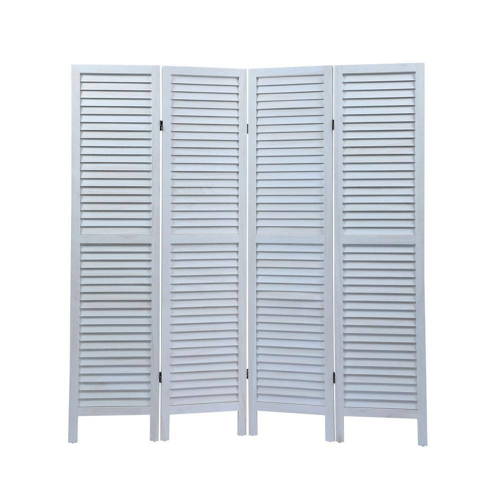 URTR Sycamore Wood 4 Panel Screen Folding Louvered Room Divider