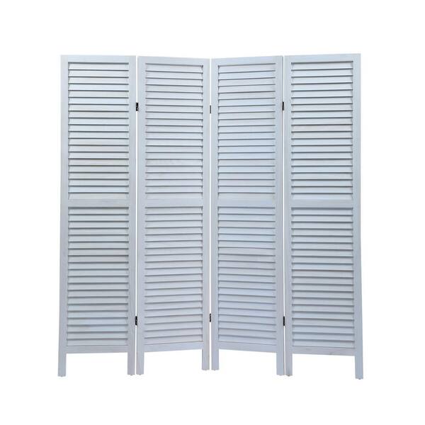 URTR Sycamore Wood 4 Panel Screen Folding Louvered Room Divider