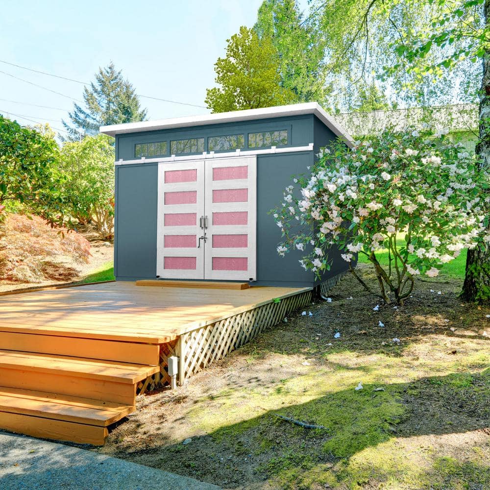 Beige 8' x 12' Wooden Storage Shed Kit with Windows