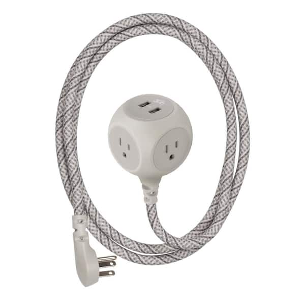Habitat 6 ft. 3-Outlet Extension Cord w/2.4A 2-Port USB