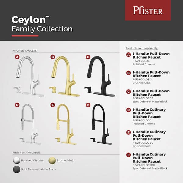 Pfister Ceylon Single Handle Culinary Pull Down Sprayer Kitchen