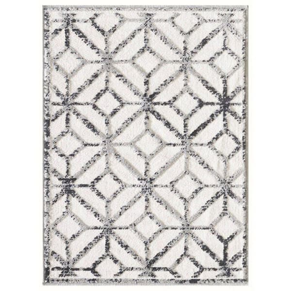 Benjara Modern Black and White 8 ft. x 10 ft. Polypropylene Area Rug