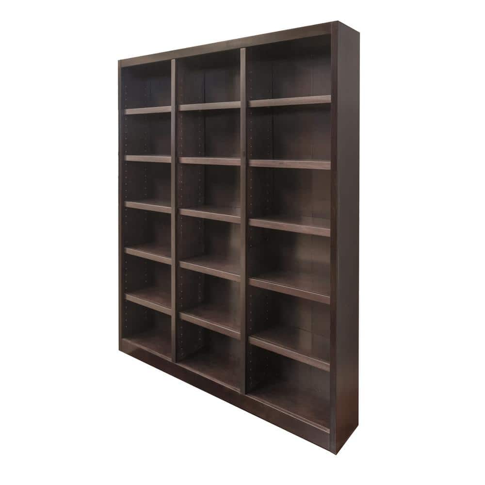Espresso 84" Tall Adjustable Wood Triple Wide Bookcase