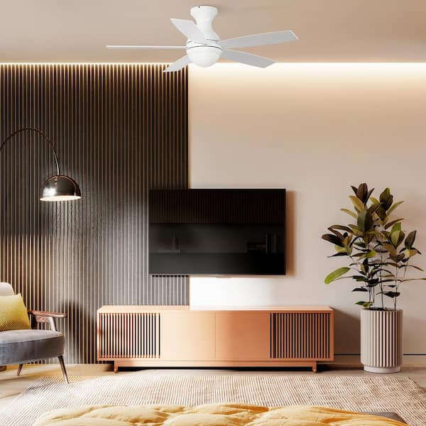 Fannin 52 in. Dimmable LED Indoor/Outdoor White Smart Ceiling Fan with Light and Remote, Works with Alexa/Google Home