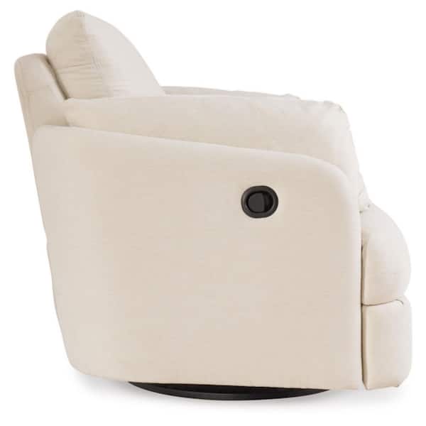 Modmax Beige Polyester Swivel Glider Rocker Recliner with Storage