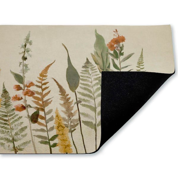 Simple Fall Botanics Beige 18 in. x 30 in. Polyester Non-Slip Outdoor Door Mat