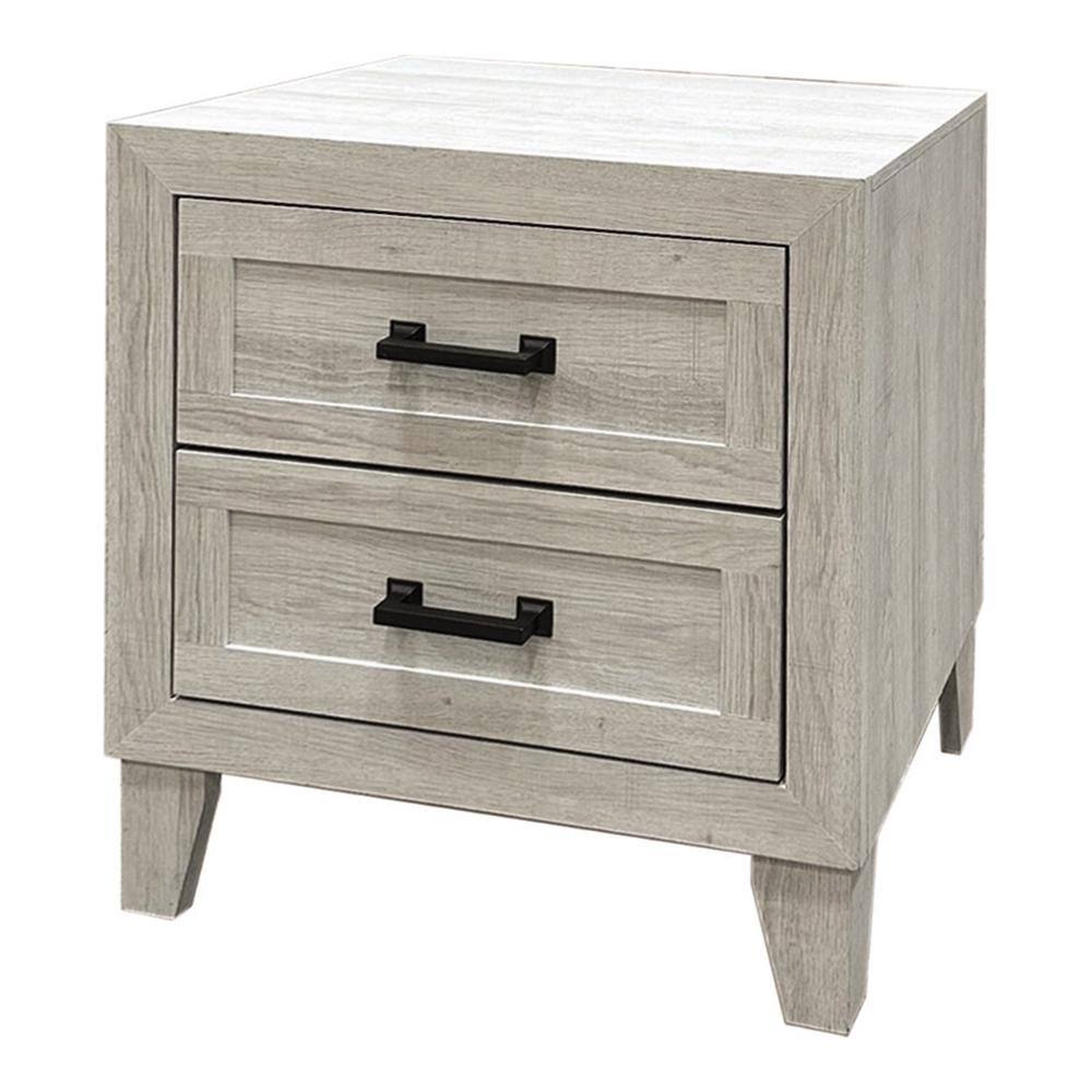 Jasper Washed White 2-Drawer 21.5 in. W Nightstand