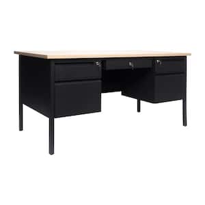 60 in. Rectangle White Oak Engineered Wood 6-Drawers Teacher Desk