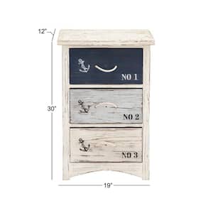 White Wood Anchor Chest with Rope Handles 30 in. X 19 in. X 12 in.