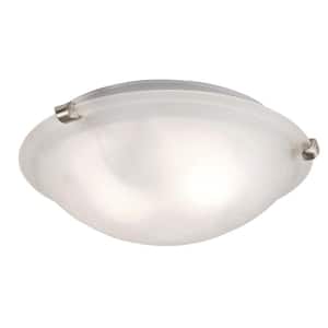 Constellation 12 in. 2-Light Brushed Nickel Flush Mount Ceiling Light Fixture with Frosted Linen Texture Glass Shade