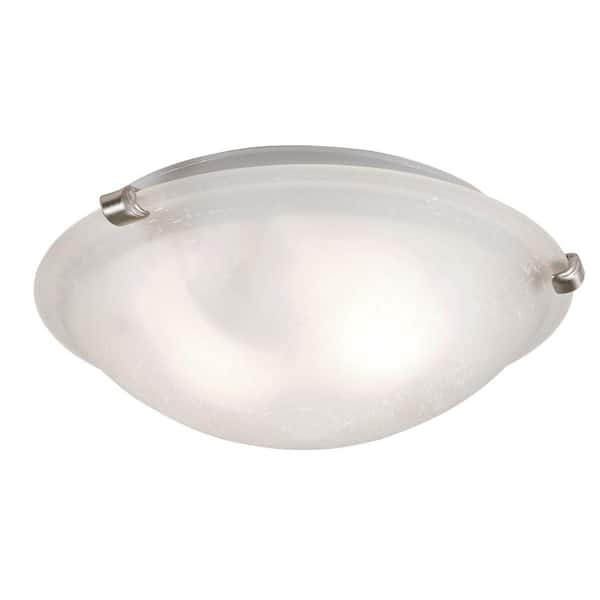 Bel Air Lighting Constellation 12 in. 2-Light Brushed Nickel Flush Mount Ceiling Light Fixture with Frosted Linen Texture Glass Shade