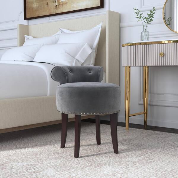 grey velvet dressing table Sophia Vanity Set Gray