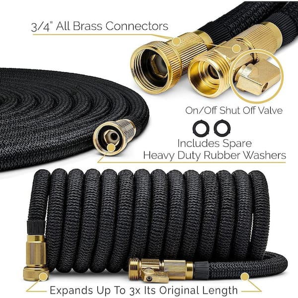 Bag Heavy Duty 50 Ft 3X Expandable Garden Hose Set: Hose Hanger 2 Nozzles 