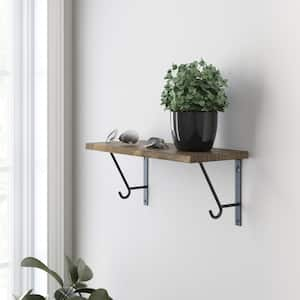 7 in. Matte Black Steel Decorative Shelf Bracket with Hook (2-Pack)