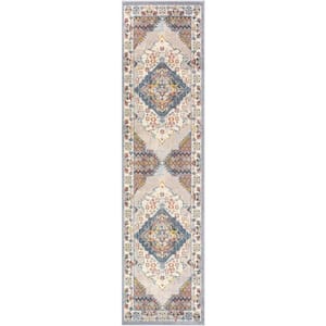 Chandi Blue/Orange 2 ft. 7 in. x 10 ft. Runner Rug