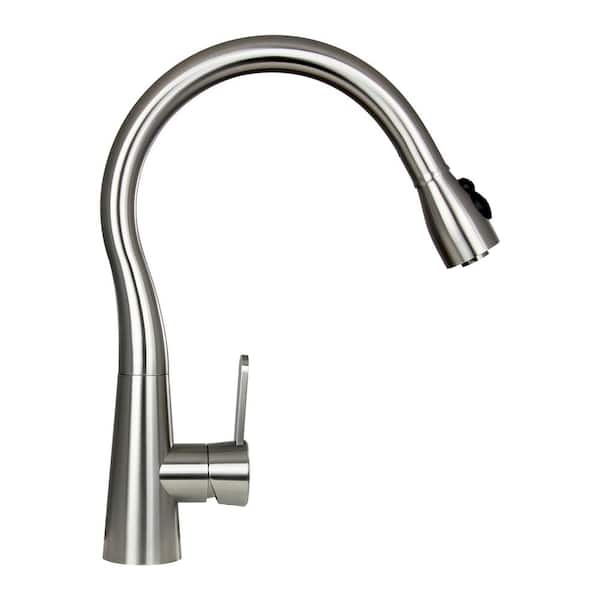 BOANN 16.75 in. Single-Handle Pull-Down Sprayer Kitchen Faucet in Stainless Steel