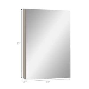 23 in. W x 30 in. H Rectangular Satin Chrome Aluminum Recessed/Surface Mount Medicine Cabinet with Mirror