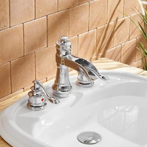 8 in. Widespread Double Handle Bathroom with Pop-Up Drain Assembly Faucet in Spot Resist Chrome