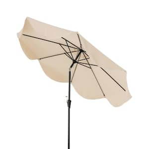 9 ft. Metal Patio Umbrella in Beige with Crank Handle and Push Button Tilt