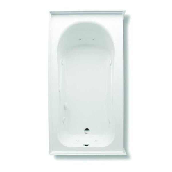 Aquatic Vincenzo Q 66 in. Acrylic Whirlpool Bathtub Right Drain Rectangular Alcove with Heater in White