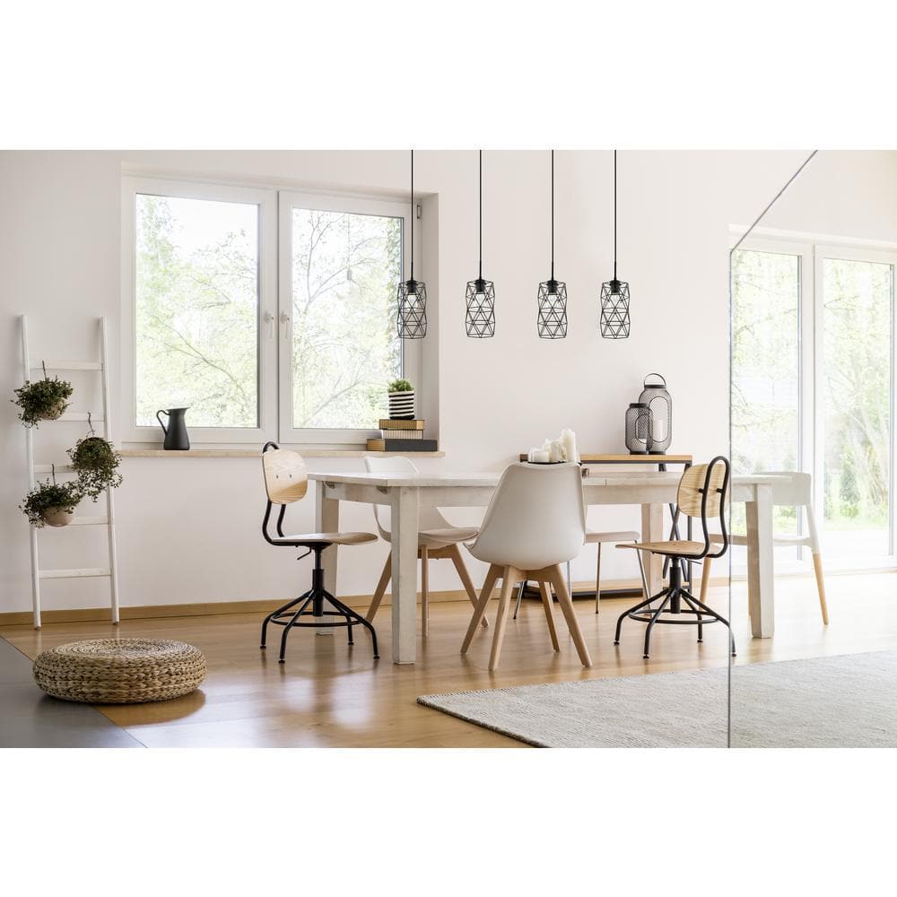 Matte Black LED Island Pendant with Glass Accents