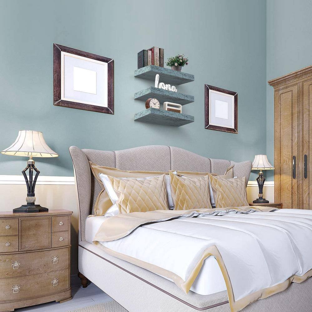 Coastal Blue Rectangular Floating Shelves, 3-Piece Set