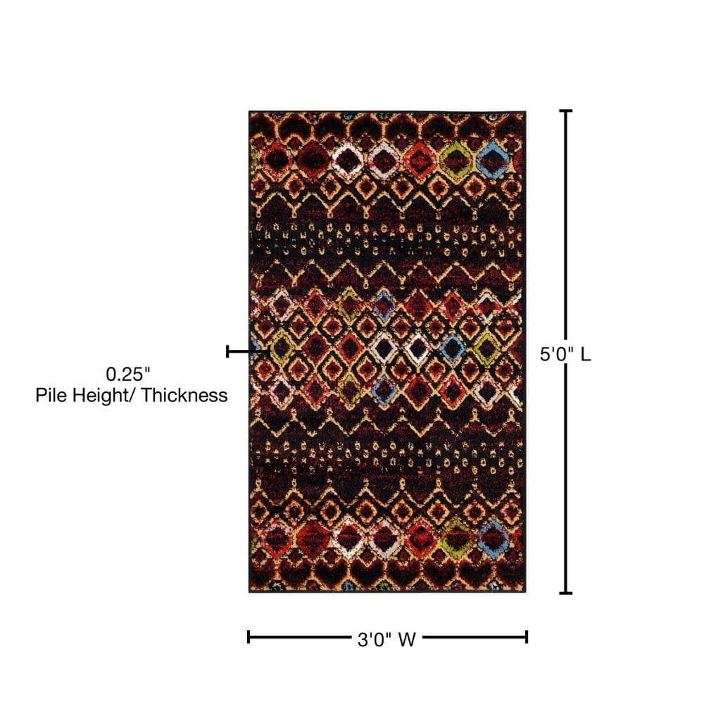 Amsterdam Black and Multicolor Geometric Area Rug 3' x 5'