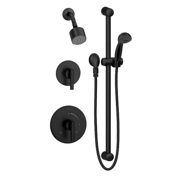 Symmons Dia 2-Handle 1-Spray Shower Trim with 1-Spray Hand Shower in Matte Black (Valves not Included)