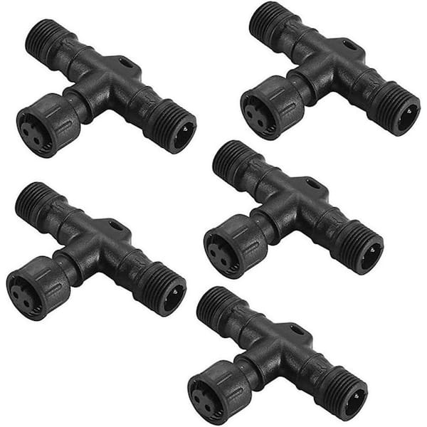 5-Pack 2 Pin T-Connector Waterproof for Single Color LED Deck