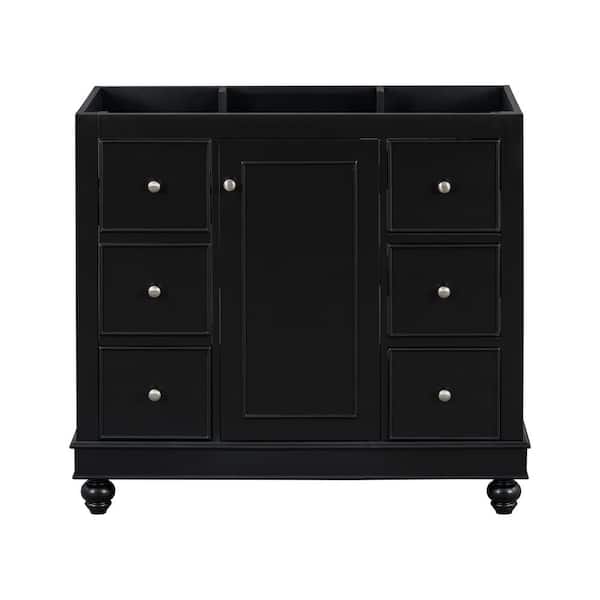 Anqtovp 36 in. Bath Vanity Cabinet without Top in Black