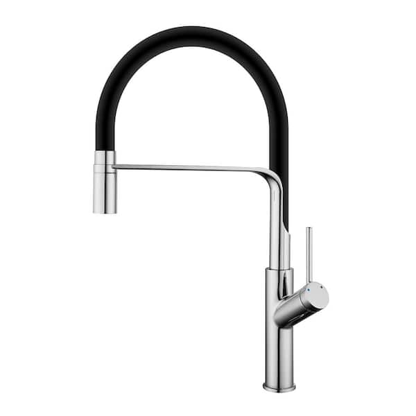 Mediterraneo Modern Single Handle Pull Down Sprayer Kitchen Faucet in Black