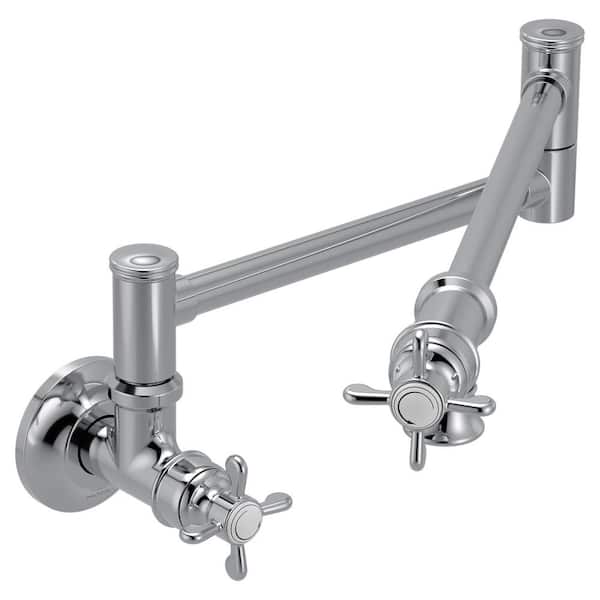Weymouth Traditional Wall Mount Pot Filler Kitchen Faucet in Chrome