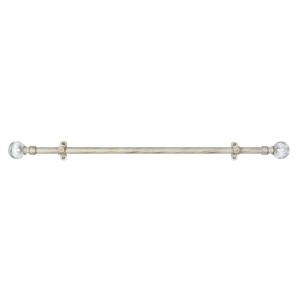 ACHIM Metallo Ilana 48 in. - 86 in. Adjustable 3/4 in. Single Curtain Rod in Antique White & Gold Ilana Finials