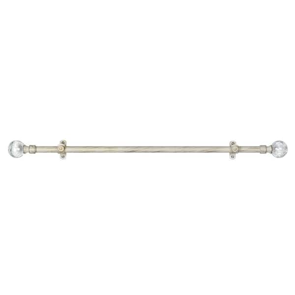 ACHIM Metallo Ilana 48 in. - 86 in. Adjustable 3/4 in. Single Curtain Rod in Antique White & Gold Ilana Finials