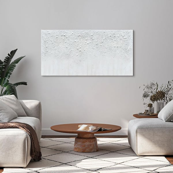 "White Snow A" Textured Metallic Hand Painted by Martin Edwards Abstract Canvas Wall Art