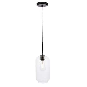 Timeless Home Conor 1-Light Black Pendant with Clear Glass Shade