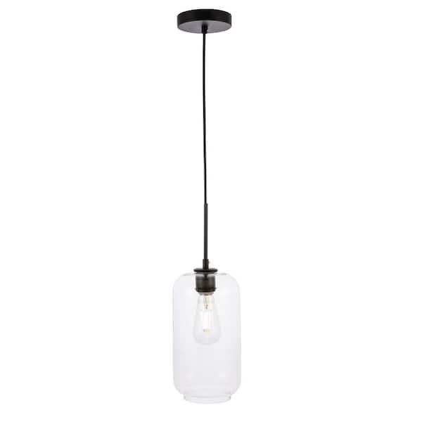 Unbranded Timeless Home Conor 1-Light Black Pendant with Clear Glass Shade