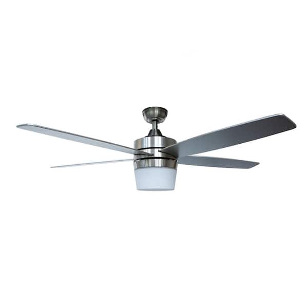 BLUE MOUNTAIN FANS Primo 48 in. Brushed Nickel LED Indoor Ceiling Fan with Light Kit and Remote Control