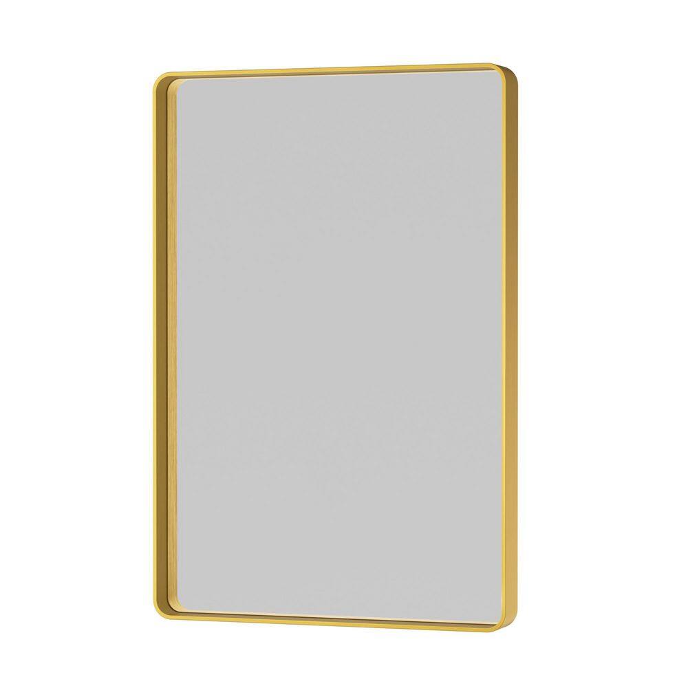 16 in. W x 24 in. H Modern Rectangular Aluminum Framed Wall Bathroom Vanity Mirror in Brushed Gold Bathroom Mirrors price history on PriceWatchPro