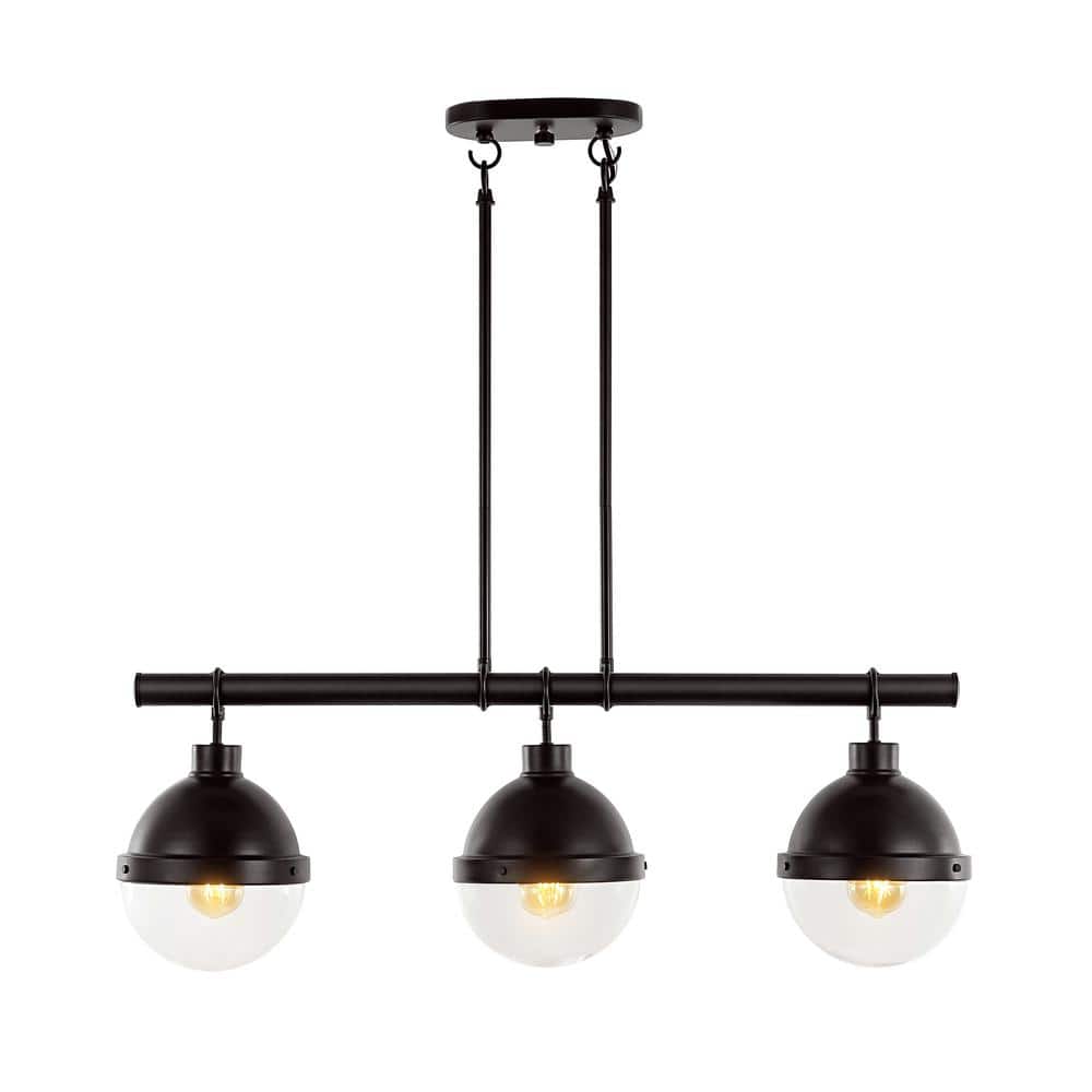 Caleb Industrial Rustic 33" Oil-Rubbed Bronze LED Linear Pendant