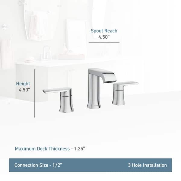 MOEN Genta 8 in. Widespread Double Handle Bathroom Faucet in 