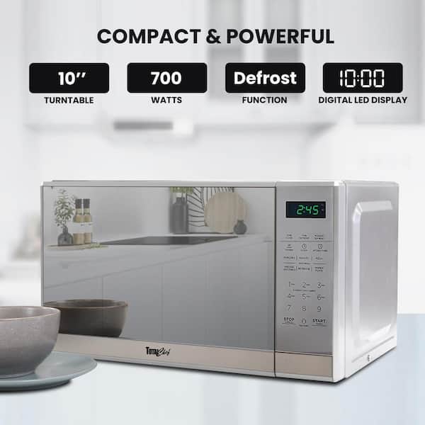Mat Expert 0.9 CU.FT Compact Microwave Oven, Digital Timing & 5 Micro Power, 25L Small Microwave w/Glass Turntable & 6 Preset Buttons, Delayed Start