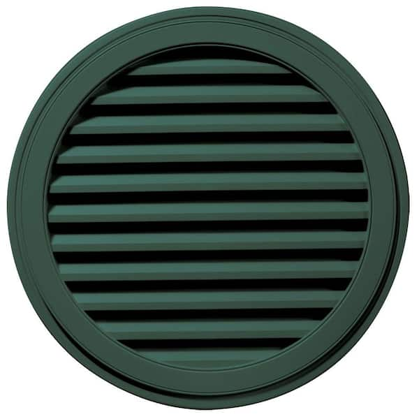 Builders Edge 36 in. x 36 in. Round Green Plastic Built-in Screen Gable Louver Vent