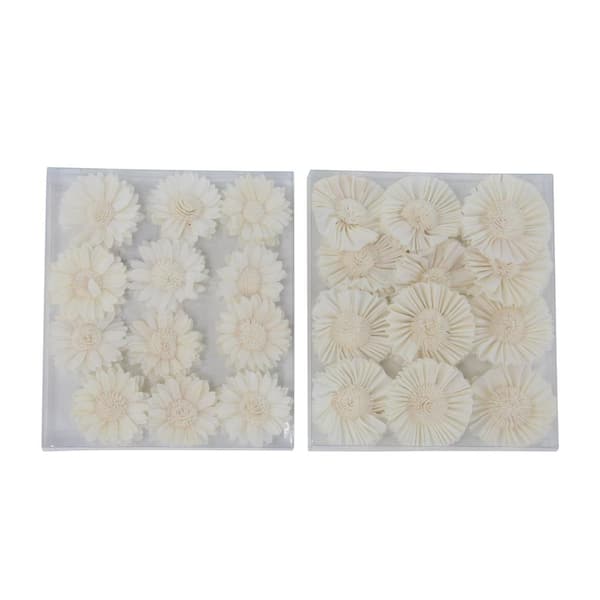 Litton Lane White Sola Boxed Chrysanthemum and Daisy Flowers (Set of 2)