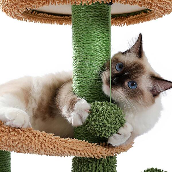 Foobrues Cactus Cat Tower with Sisal Covered Scratching Post JJX