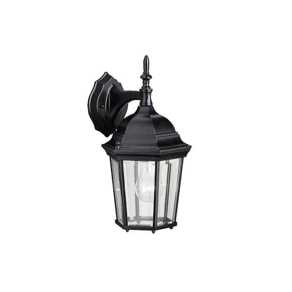 KICHLER Madison 14.5 in. 1-Light Black Outdoor Hardwired Wall Lantern Sconce with No Bulbs Included (1-Pack)